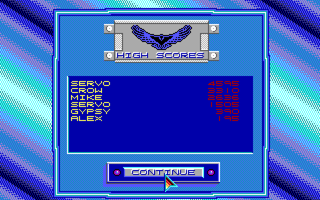 Stellar 7 IBM PC/Compatibles Screenshot: High scores.