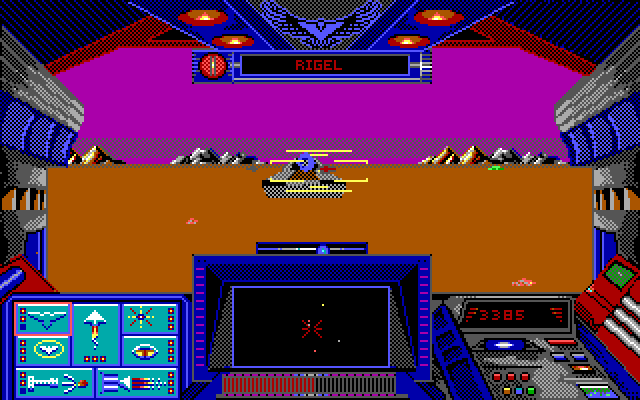 Stellar 7 IBM PC/Compatibles Screenshot: Going head to head with an enemy tank; not a good idea.
