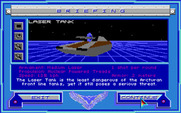 Stellar 7 for IBM PC/Compatibles - Mission briefing; laser tanks are a little bit tougher.