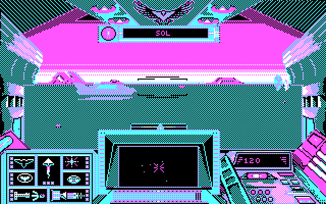 Stellar 7 IBM PC/Compatibles Screenshot: Attacking a tank.