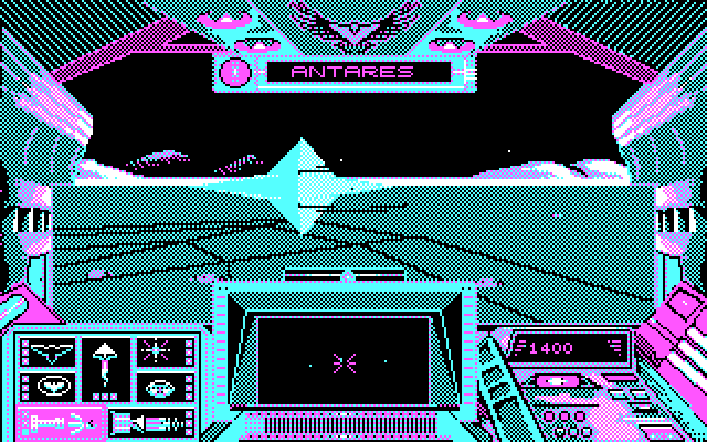 Stellar 7 IBM PC/Compatibles Screenshot: The warp to the next level after the end of level boss is defeated.