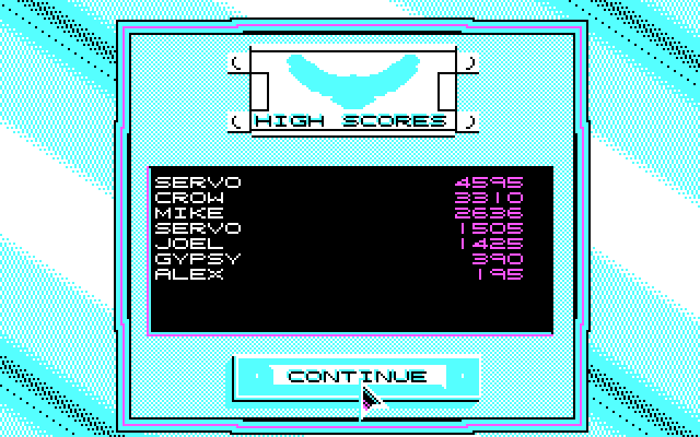 Stellar 7 IBM PC/Compatibles Screenshot: High scores.