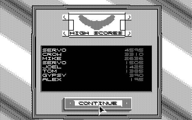 Stellar 7 IBM PC/Compatibles Screenshot: High scores.