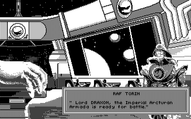 Stellar 7 IBM PC/Compatibles Screenshot: Gir Draxon prepares to launch an attack.