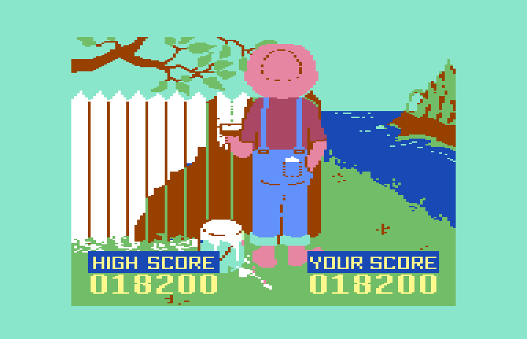 The Chase on Tom Sawyer's Island Commodore 64 Screenshot: Game over.