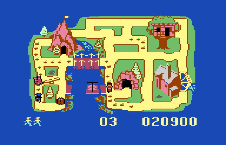 The Chase on Tom Sawyer's Island Commodore 64 Screenshot: Uh oh, I might be trapped!