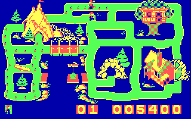 Chase on Tom Sawyer's Island, The IBM PC/Compatibles Screenshot: Collect berries, but don't get caught.