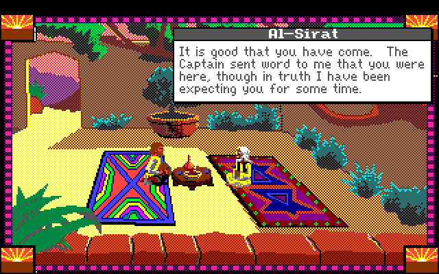 Conquests of Camelot: The Search for the Grail Amiga Screenshot: Time to learn some information...