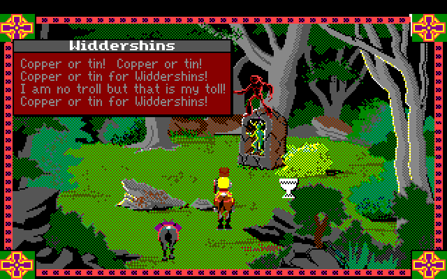 Conquests of Camelot: The Search for the Grail Amiga Screenshot: Widdershins demands a toll!