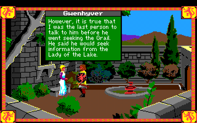 Conquests of Camelot: The Search for the Grail Amiga Screenshot: Introducing Gwenhyver...