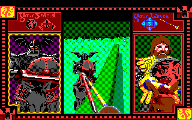 Conquests of Camelot: The Search for the Grail Amiga Screenshot: The Black Knight action sequence.