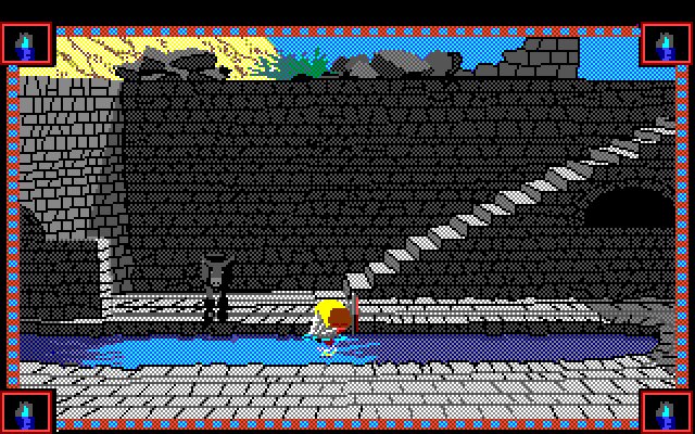 Conquests of Camelot: The Search for the Grail Amiga Screenshot: A safe place to get some water in this desert...