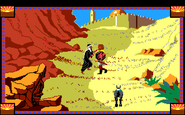 Conquests of Camelot: The Search for the Grail Amiga Screenshot: I'm being attacked! The desert isn't a safe place...