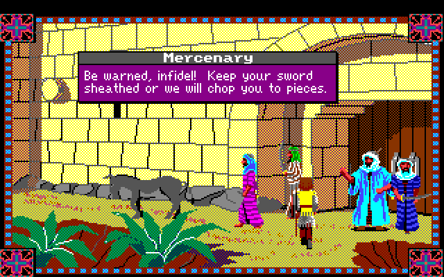 Conquests of Camelot: The Search for the Grail Amiga Screenshot: You'll encounter many unfriendly characters...