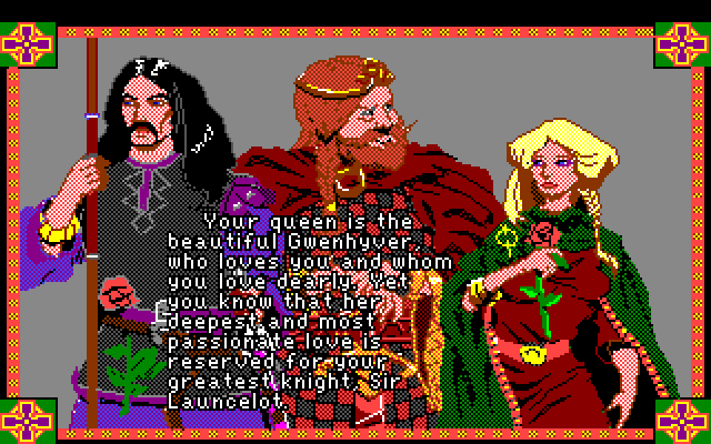 Conquests of Camelot: The Search for the Grail Amiga Screenshot: Part of the story so far...