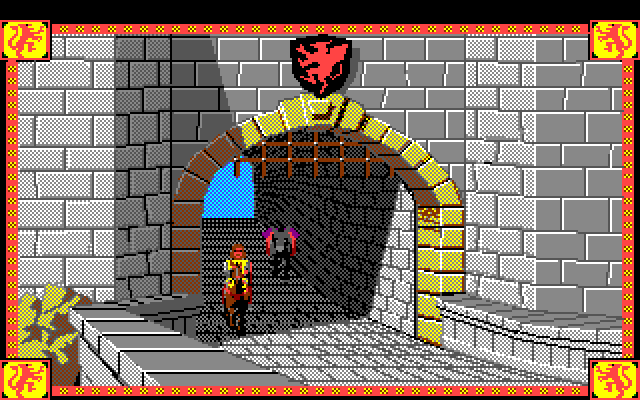 Conquests of Camelot: The Search for the Grail Amiga Screenshot: Leaving the castle...