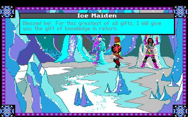 Conquests of Camelot: The Search for the Grail Amiga Screenshot: Introducing the ice maiden...