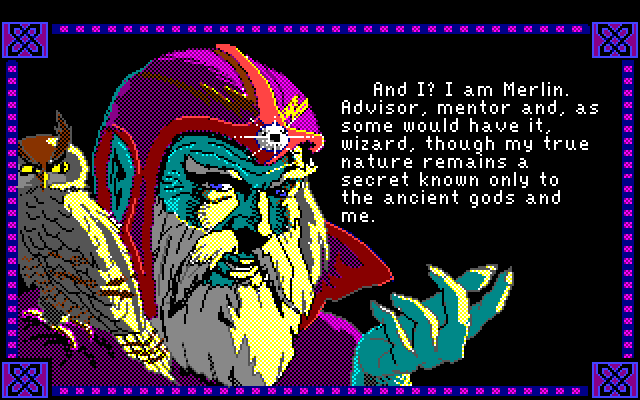 Conquests of Camelot: The Search for the Grail Amiga Screenshot: Introducing Merlin...