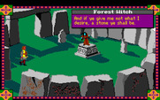 Conquests of Camelot: The Search for the Grail for Amiga - Introducing the forest witch! Be careful here...