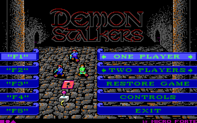 Demon Stalkers IBM PC/Compatibles Screenshot: The main menu.