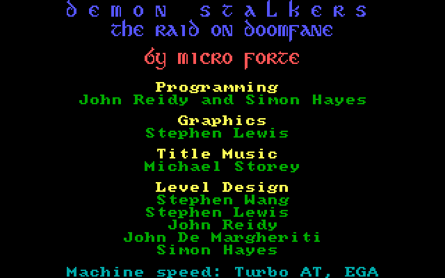 Demon Stalkers IBM PC/Compatibles Screenshot: Title screen 1.