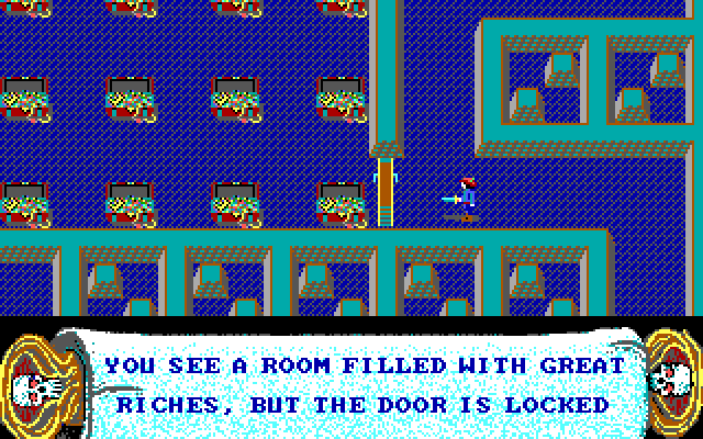Demon Stalkers IBM PC/Compatibles Screenshot: The door is locked; how can I reach those treasures?