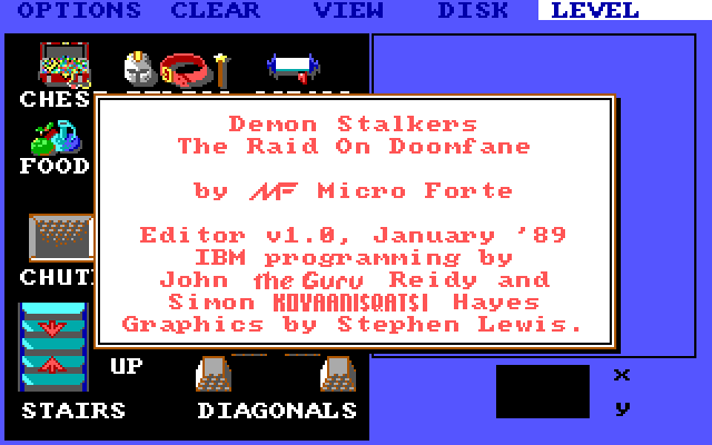 Demon Stalkers IBM PC/Compatibles Screenshot: Level editor title screen.