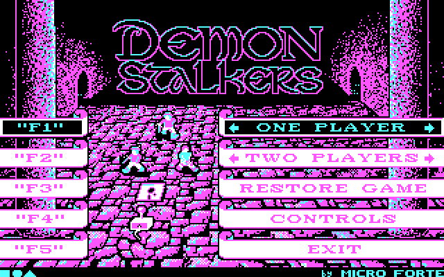 Demon Stalkers IBM PC/Compatibles Screenshot: The main menu.