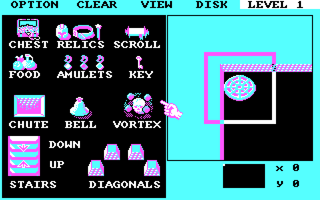 Demon Stalkers IBM PC/Compatibles Screenshot: Level editor, placing some objects.
