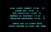 Fleet Sweep for IBM PC/Compatibles - The main menu.