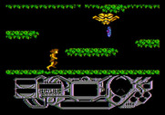 Rad Warrior for Apple II - There are some strange enemies, including this one dropping bombs...