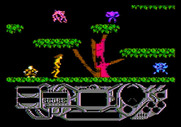 Rad Warrior for Apple II - Running past some enemies...