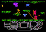 Rad Warrior for Apple II - Jumping up to a platform.
