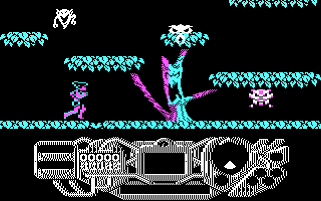 Rad Warrior IBM PC/Compatibles Screenshot: Running through the forest...