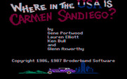 Where in the U.S.A. is Carmen Sandiego? for IBM PC/Compatibles - Title screen.
