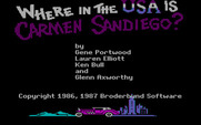 Where in the U.S.A. is Carmen Sandiego? for IBM PC/Compatibles - Title screen.