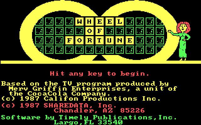Wheel of Fortune IBM PC/Compatibles Screenshot: Title screen.