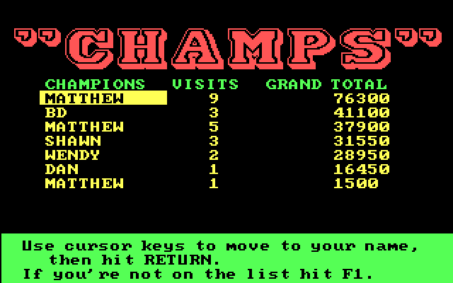 Wheel of Fortune IBM PC/Compatibles Screenshot: Select a returning champ as a player.