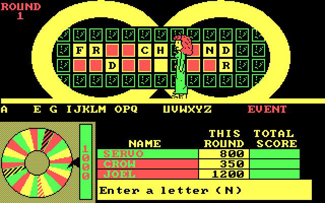 Wheel of Fortune IBM PC/Compatibles Screenshot: Yes, there are some N's.