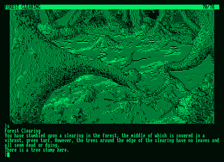 Pawn, The Amstrad PCW Screenshot: A forest clearing...