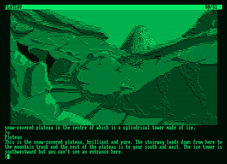 Pawn, The Amstrad PCW Screenshot: The snow covered plateau...