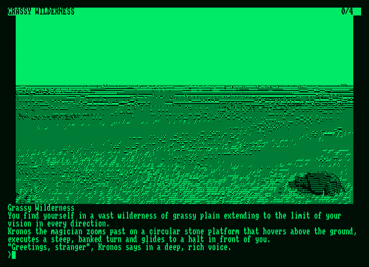 Pawn, The Amstrad PCW Screenshot: A strange being called Kronos greets you...