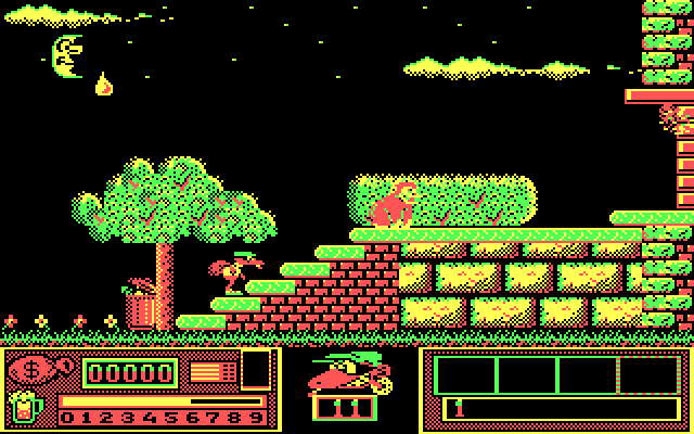 Goody IBM PC/Compatibles Screenshot: Even the moon can be dangerous!