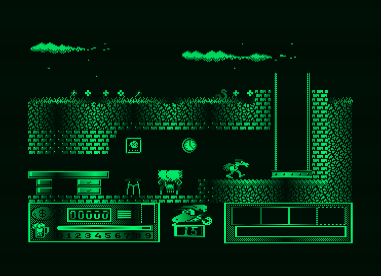 Goody Amstrad PCW Screenshot: Here's an elevator to ride up to the surface...