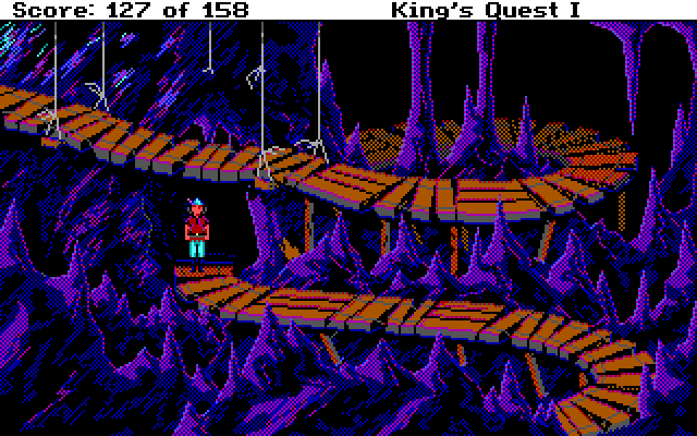 Roberta Williams' King's Quest I: Quest for the Crown IBM PC/Compatibles Screenshot: Be careful, don't fall off of this narrow path!