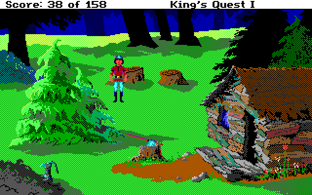 Roberta Williams' King's Quest I: Quest for the Crown IBM PC/Compatibles Screenshot: Outside the woodcutters house.