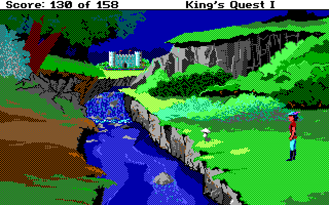 Roberta Williams' King's Quest I: Quest for the Crown IBM PC/Compatibles Screenshot: The castle in the distance...