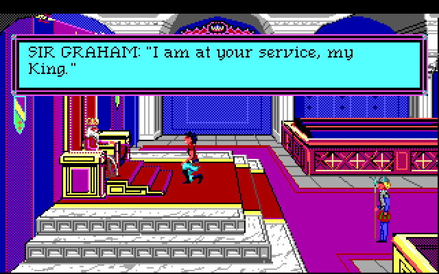 Roberta Williams' King's Quest I: Quest for the Crown IBM PC/Compatibles Screenshot: Visiting with the king.