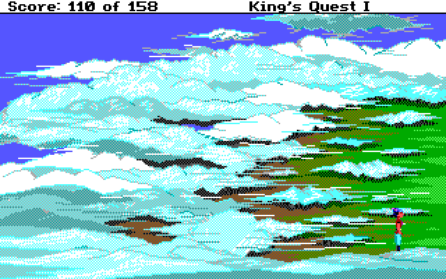 Roberta Williams' King's Quest I: Quest for the Crown IBM PC/Compatibles Screenshot: Wandering onto a cloudy land up in the sky...