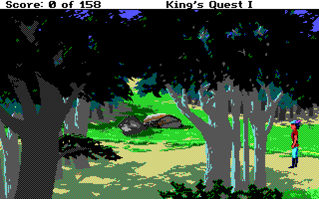 Roberta Williams' King's Quest I: Quest for the Crown IBM PC/Compatibles Screenshot: Entering the forest...